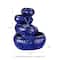 Glitzhome® 11.75" 4-Tier Cobalt Blue Tabletop Fountain with Pump